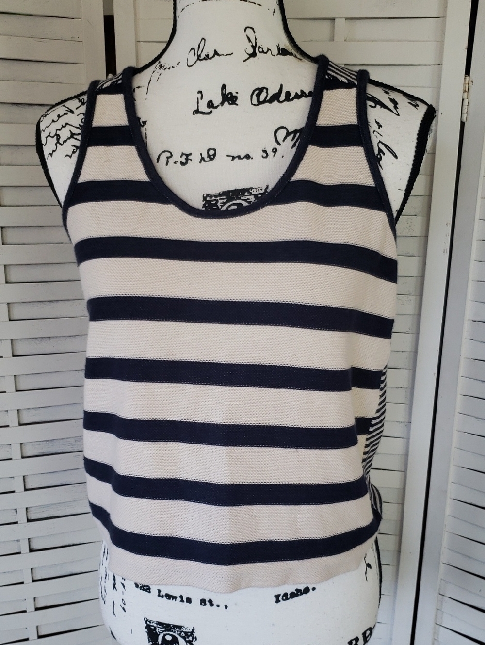 Madewell Sleeveless Striped Knit Tank Top - Navy and Cream Size S